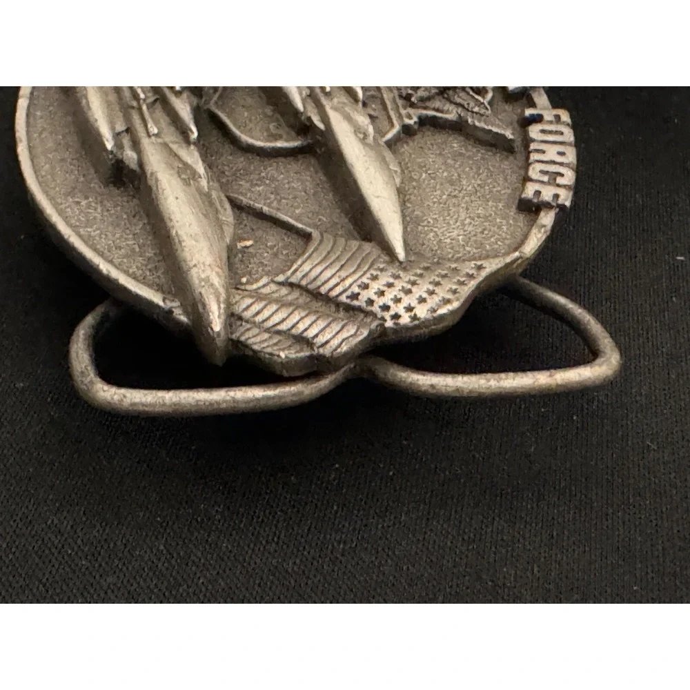 Vintage 1982 Bergamot Bet Buckle Air Force - A Great Way of Life Jets Silver Ton
